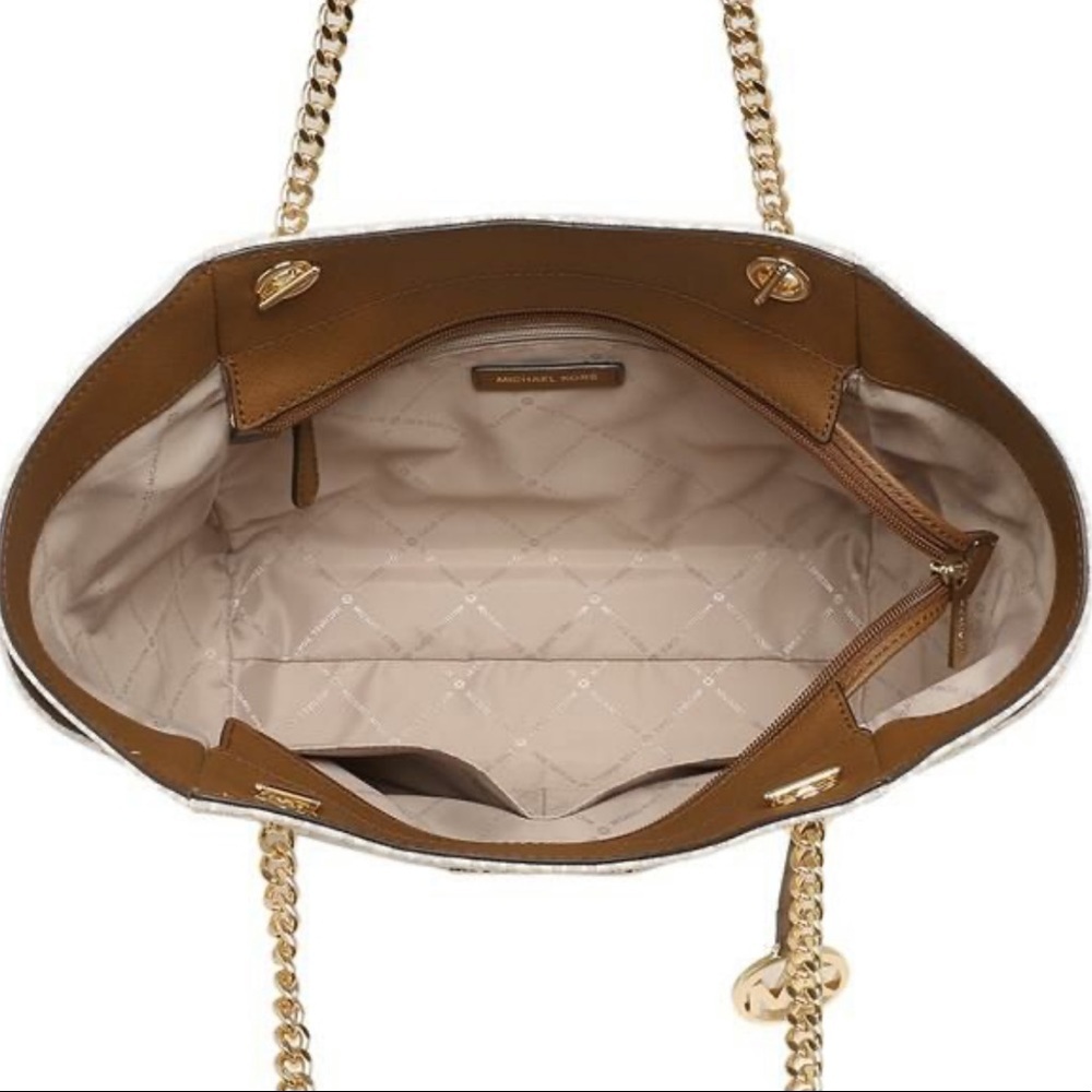 MICHAEL KORS LG CHAIN SHOULDER TOTE VANILLA - Picture 8 of 16